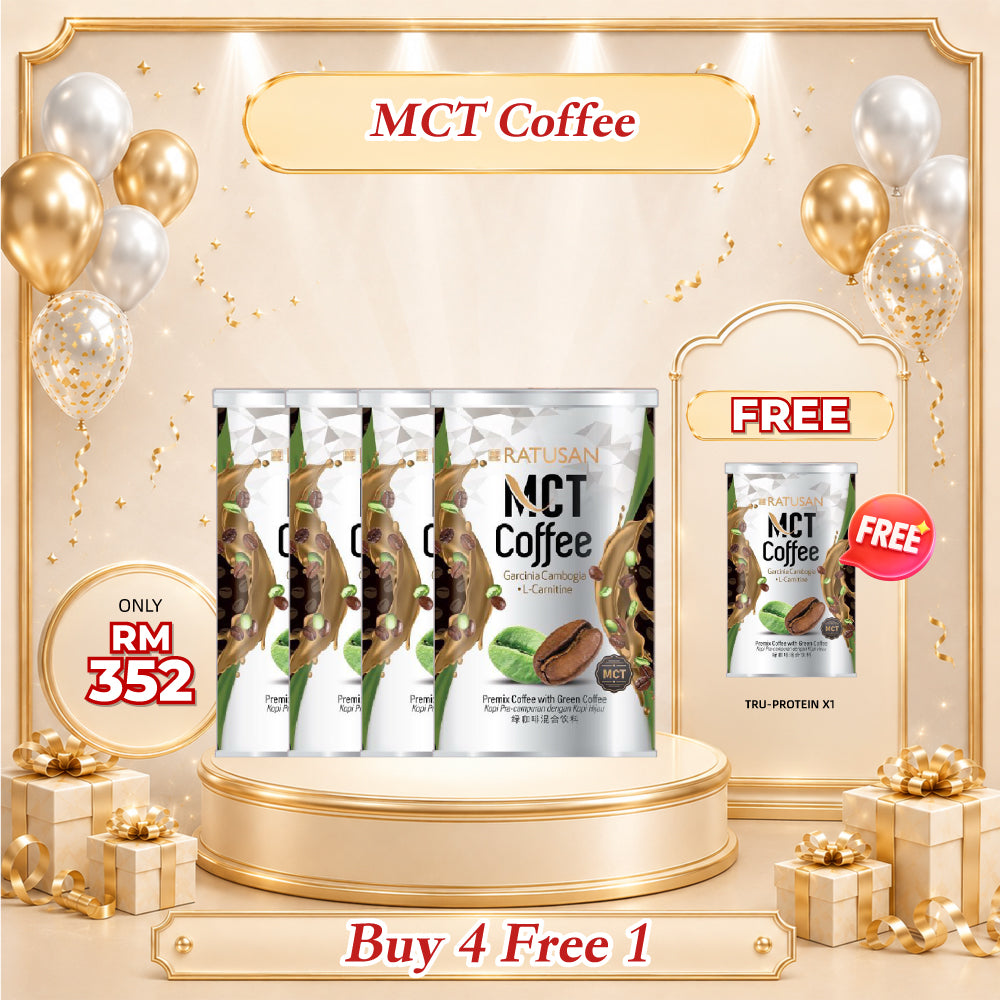 Ratusan MCT Coffee 300g 4 Tins Free 1 Tin