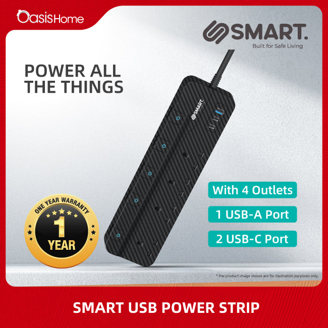 Smart USB Power Strip (4 Socket + 3 USB)