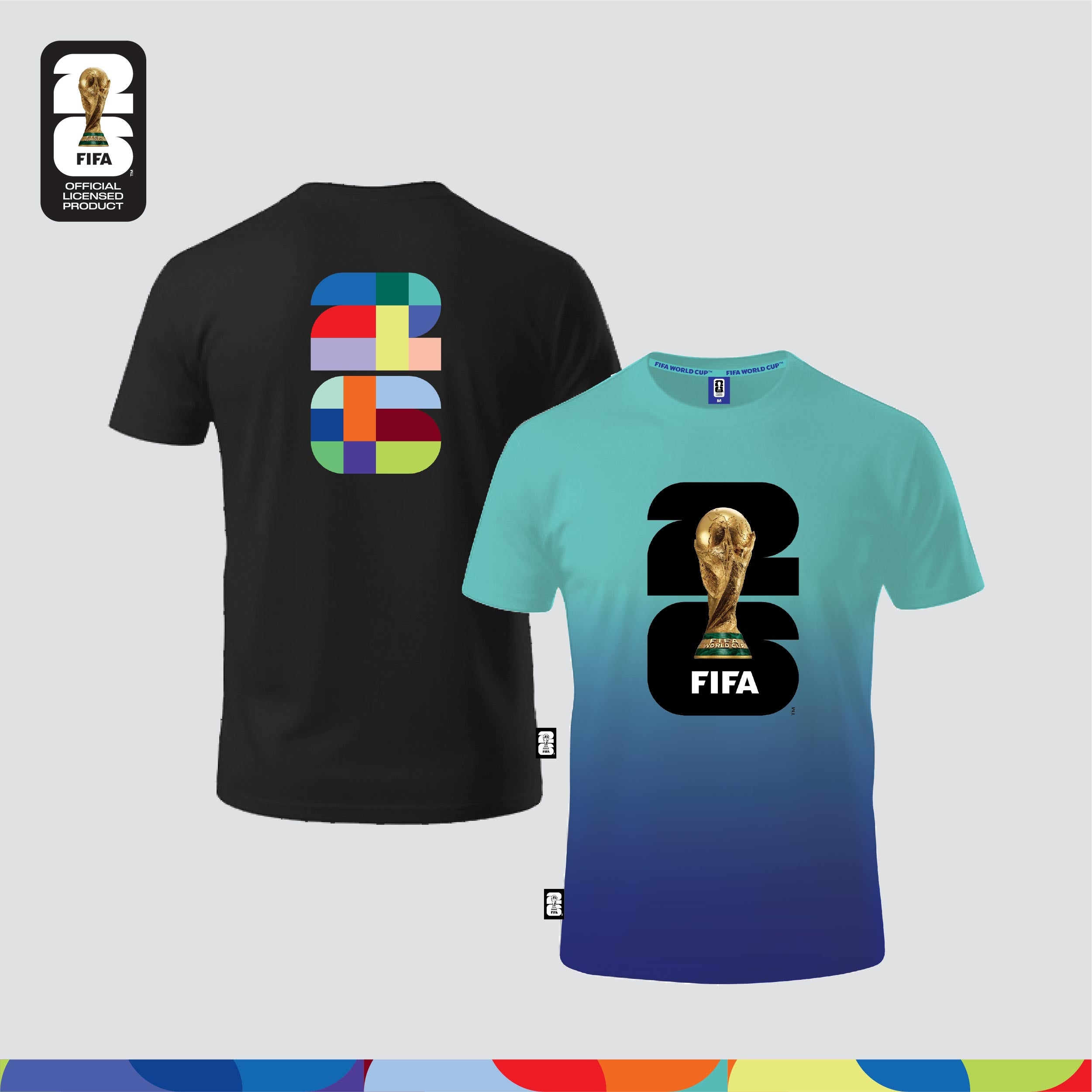 FIFA World Cup 2026™ Unisex 100% Combed Cotton Tee - Black + FIFA World Cup 2026™ Unisex Microfiber Dry-Fit Jersey Turquoise/ Blue