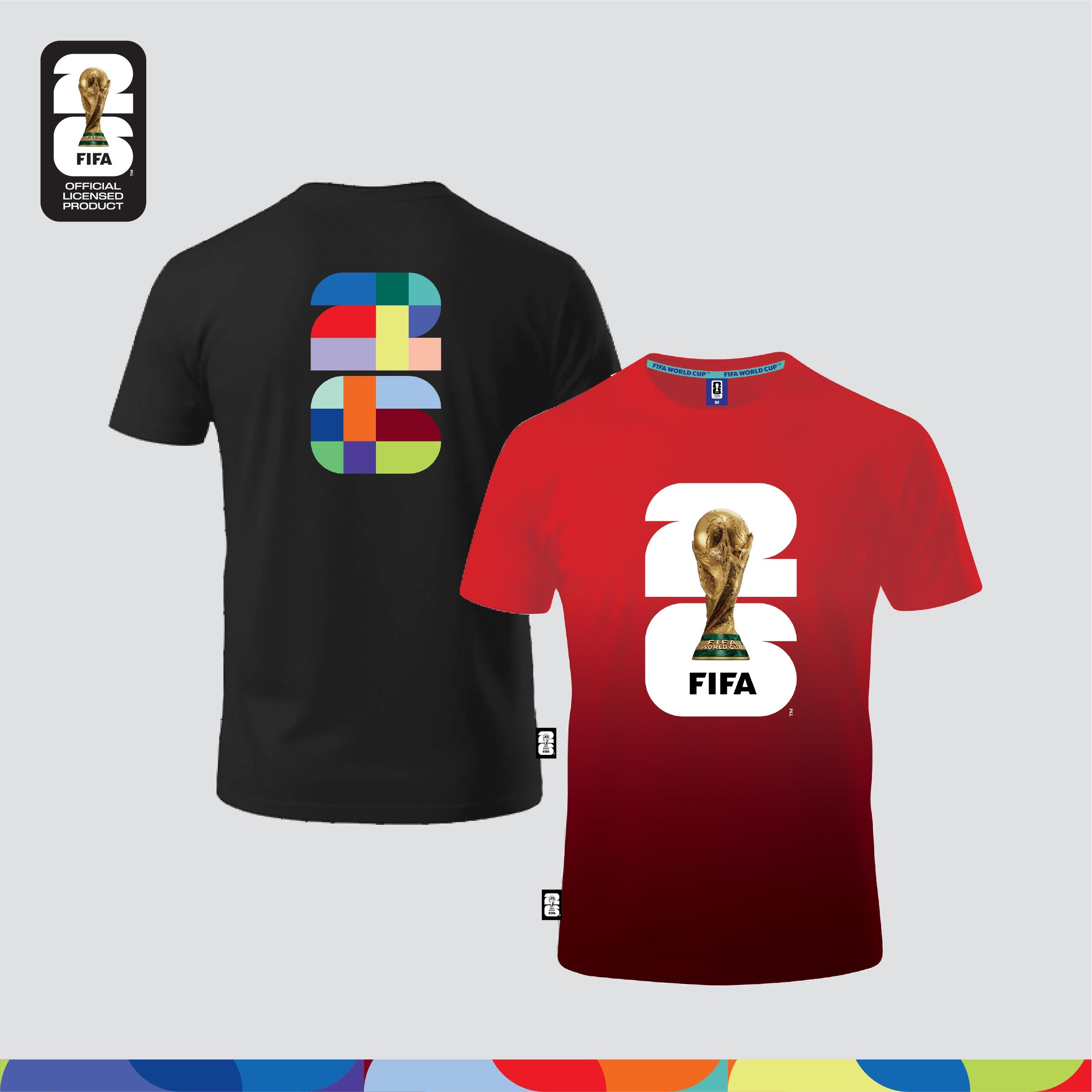 FIFA World Cup 2026™  Unisex 100% Combed Cotton Tee - Black + FIFA World Cup 2026™  Unisex Microfiber Dry-Fit Jersey Red/ Black