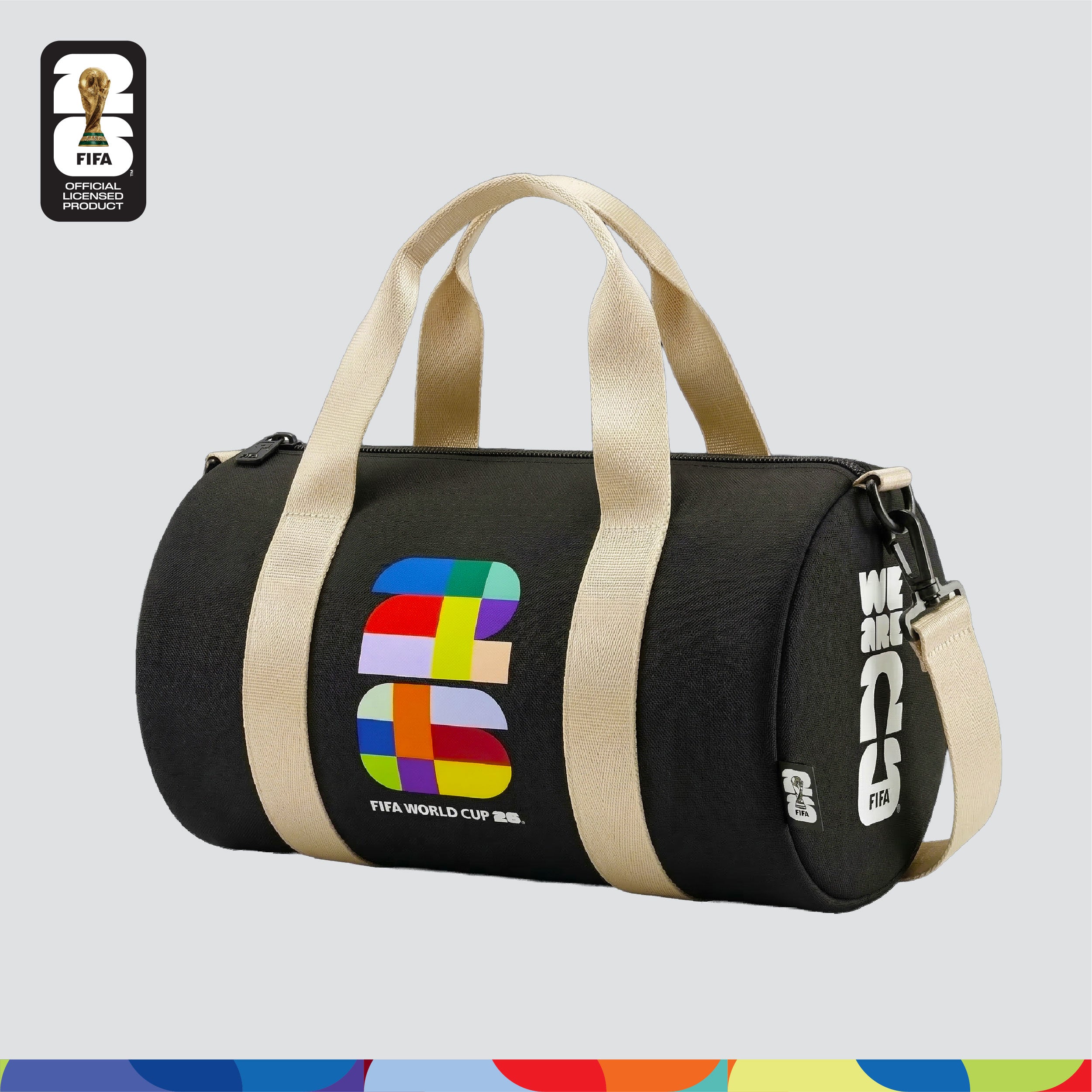 FIFA World Cup 2026™ Mini Duffel Bag Black Color with 26 Multicolor Wordmark