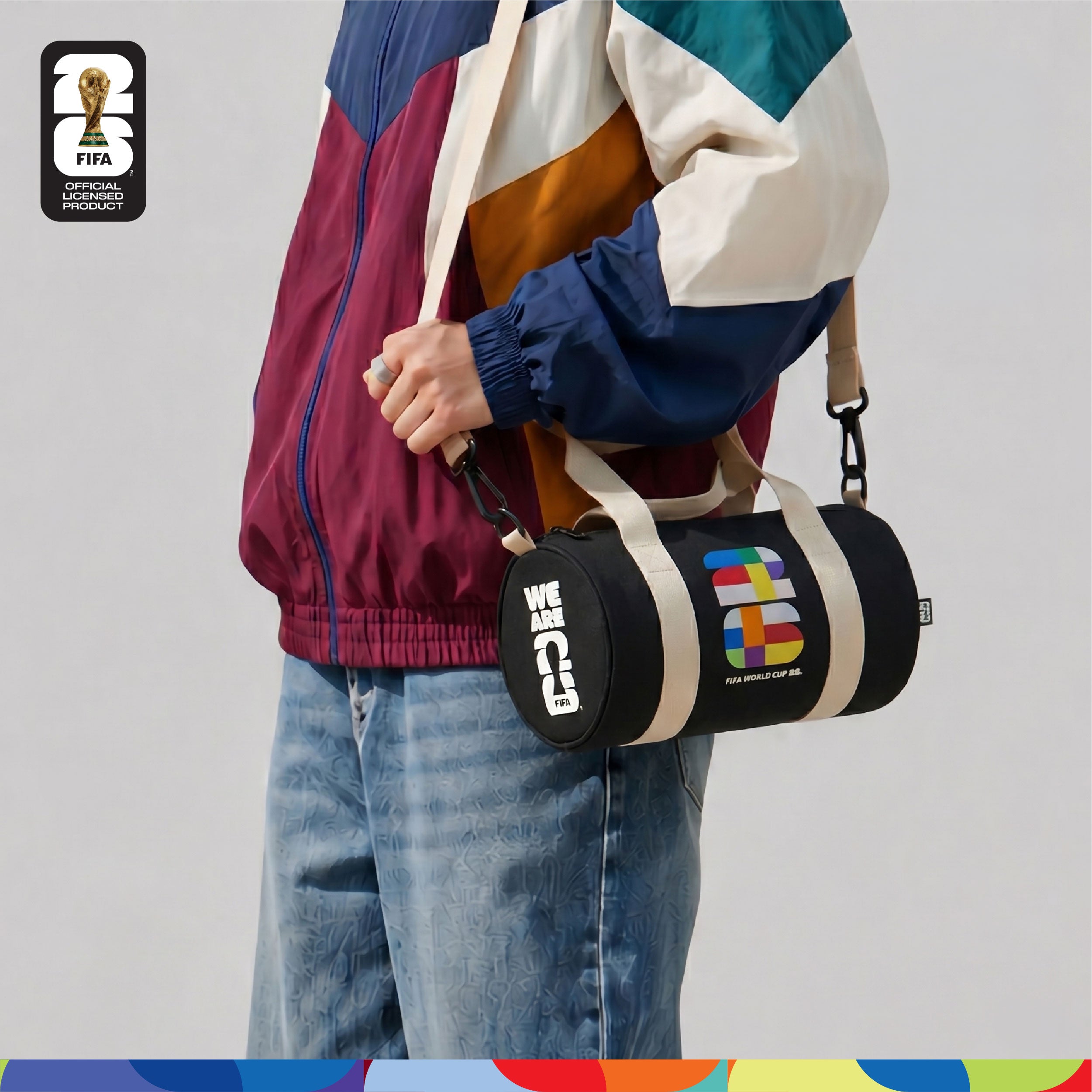 FIFA World Cup 2026™ Mini Duffel Bag Black Color with 26 Multicolor Wordmark