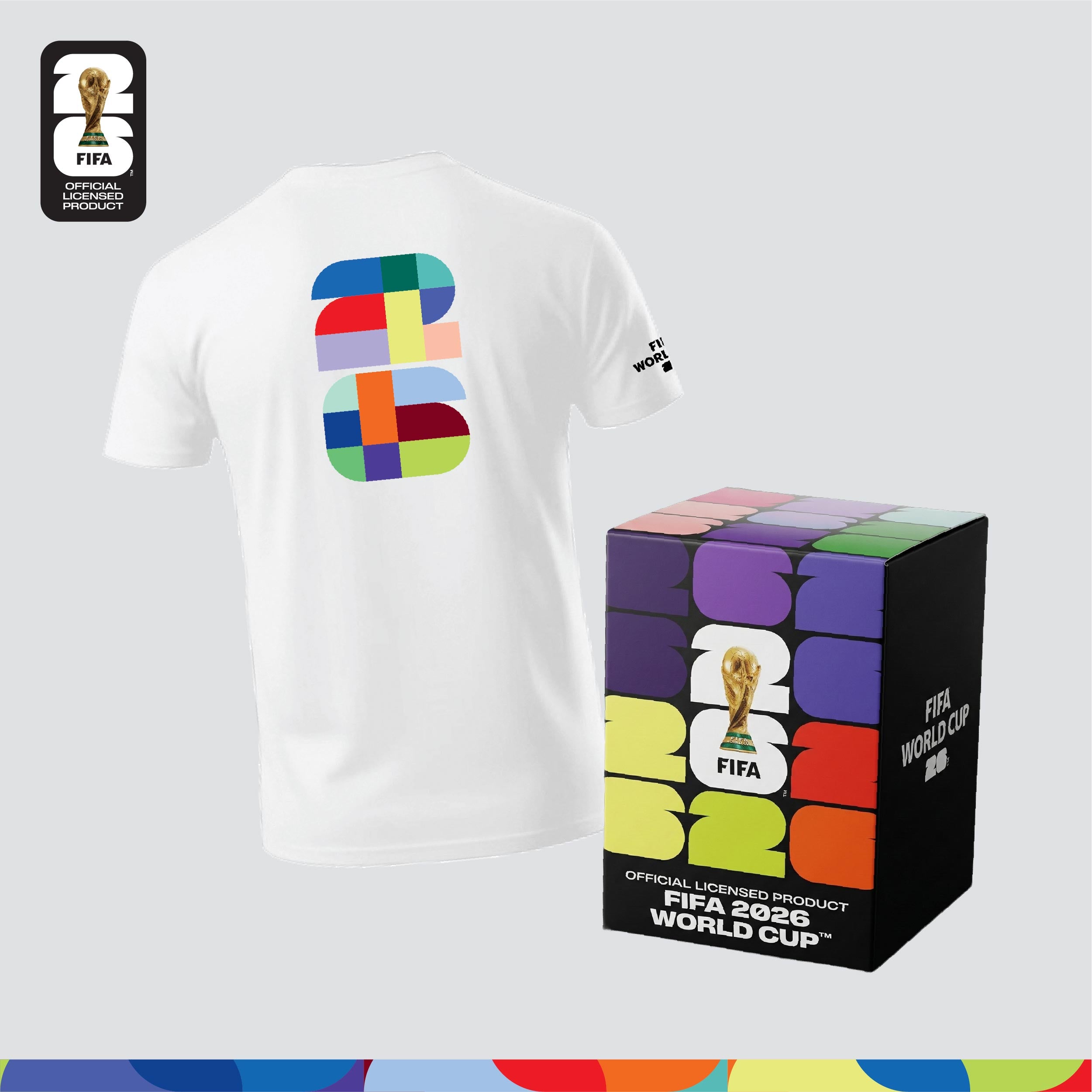 FIFA World Cup 2026™ Unisex 100% Combed Cotton Tee - White + FIFA World Cup 2026™ Mascot 3d Figurine Box 9cm Blind Box