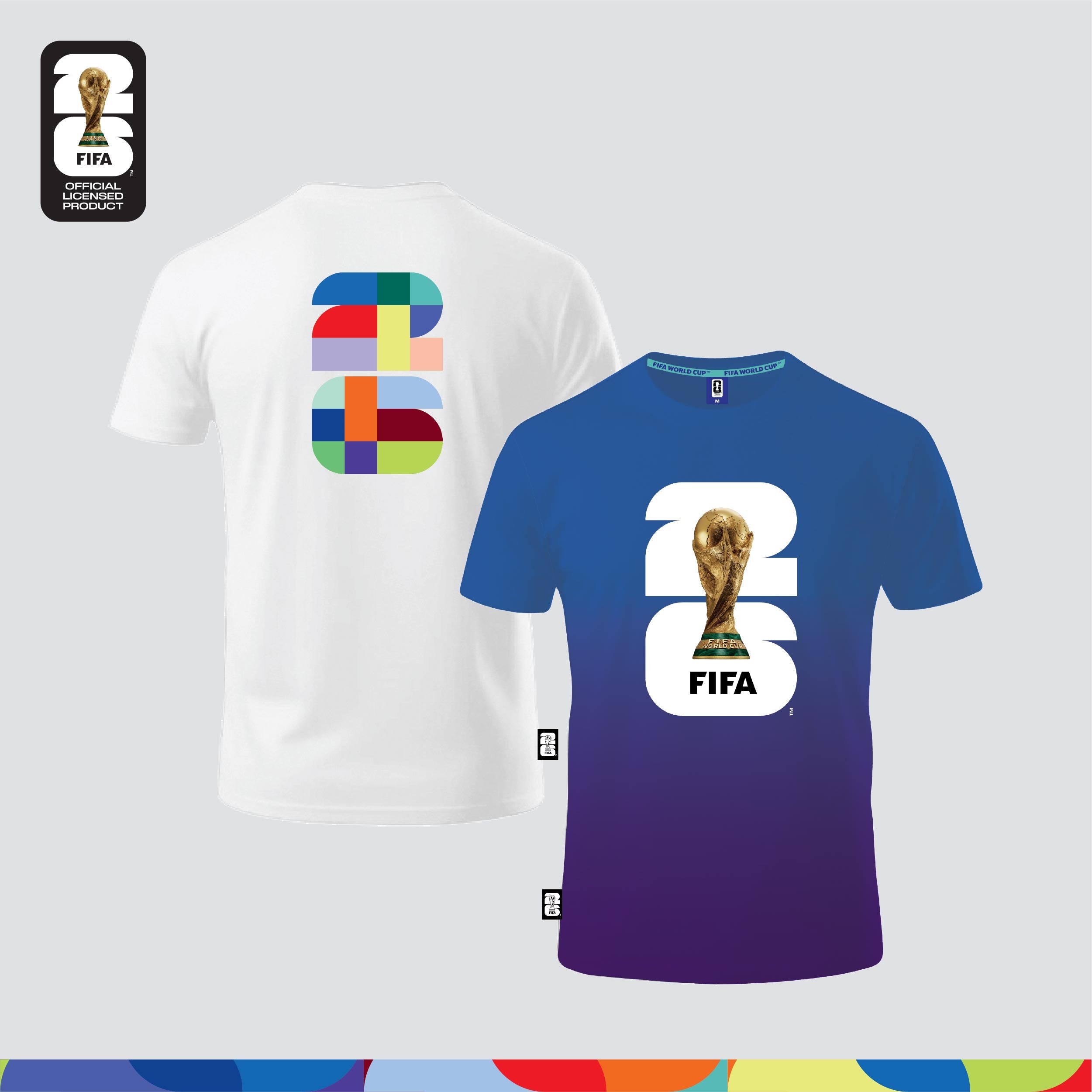 FIFA World Cup 2026™ Unisex 100% Combed Cotton Tee - White + FIFA World Cup 2026™ Unisex Microfiber Dry-Fit Jersey Blue/ Violet