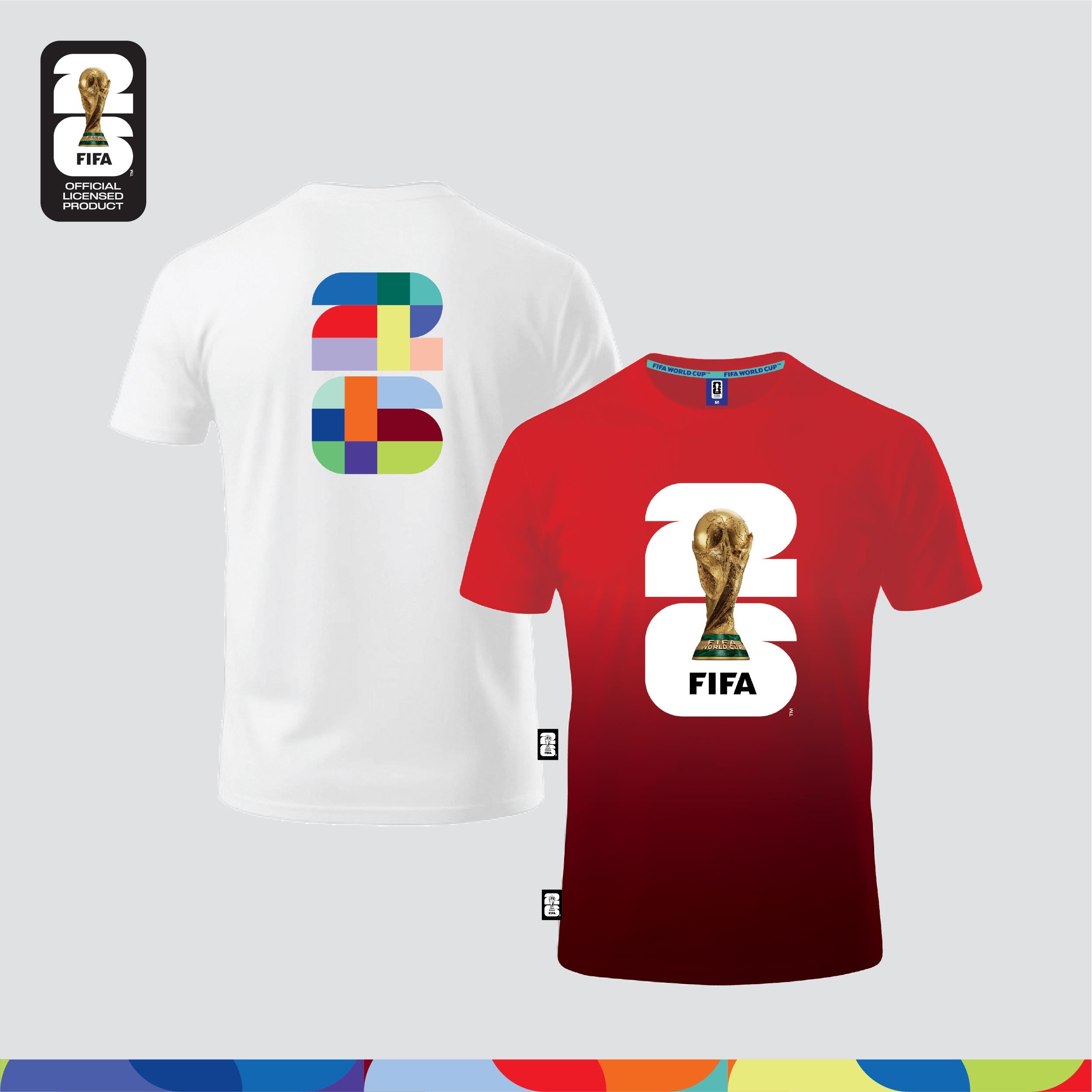 FIFA World Cup 2026™ Unisex 100% Combed Cotton Tee - White + FIFA World Cup 2026™ Unisex Microfiber Dry-Fit Jersey Red/ Black