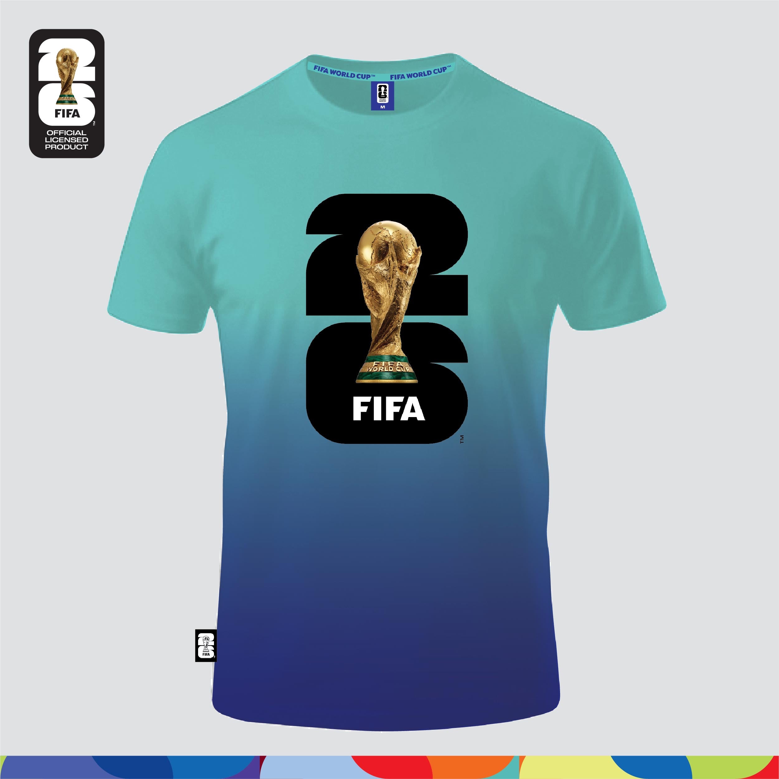 FIFA World Cup 2026™ Unisex Dry-Fit Jersey Turquoise-Blue Gradient + FIFA World Cup 2026™ Double Wall Vacuum Tumbler 900ml (Mint Green & Blue)