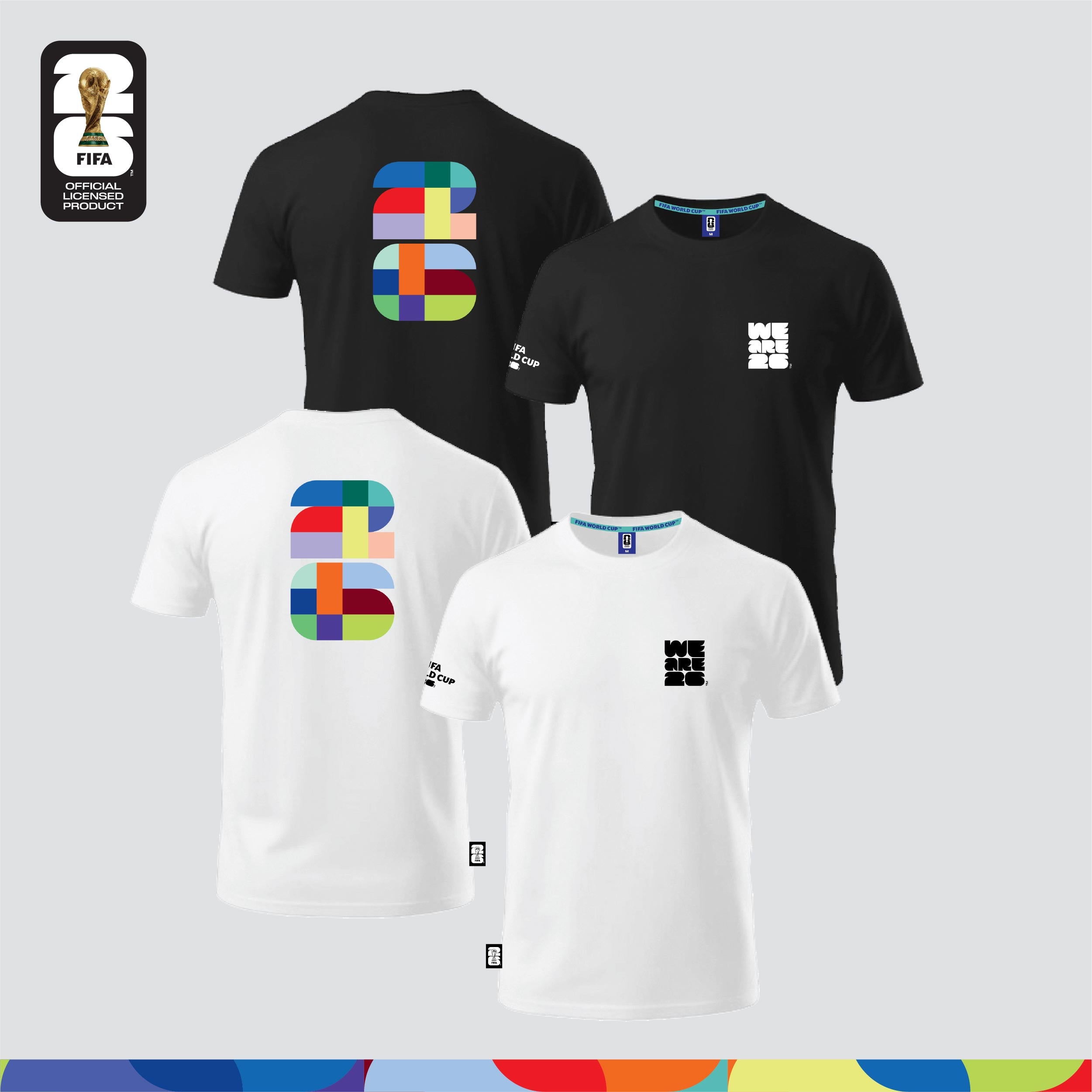 FIFA World Cup 2026™ Unisex Cotton Tee (Black + White) + FIFA World Cup 2026™ Mini Duffel Bag Black Color with Trophy