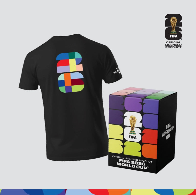 FIFA World Cup 2026™ Unisex 100% Combed Cotton Tee - Black + FIFA World Cup 2026™ Mascot 3d Figurine Box 9cm Blind Box