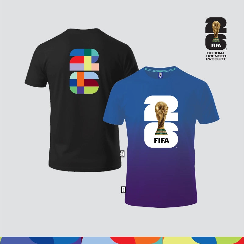 FIFA World Cup 2026™  Unisex 100% Combed Cotton Tee - Black + FIFA World Cup 2026™  Unisex Microfiber Dry-Fit Sportswear Blue/ Violet