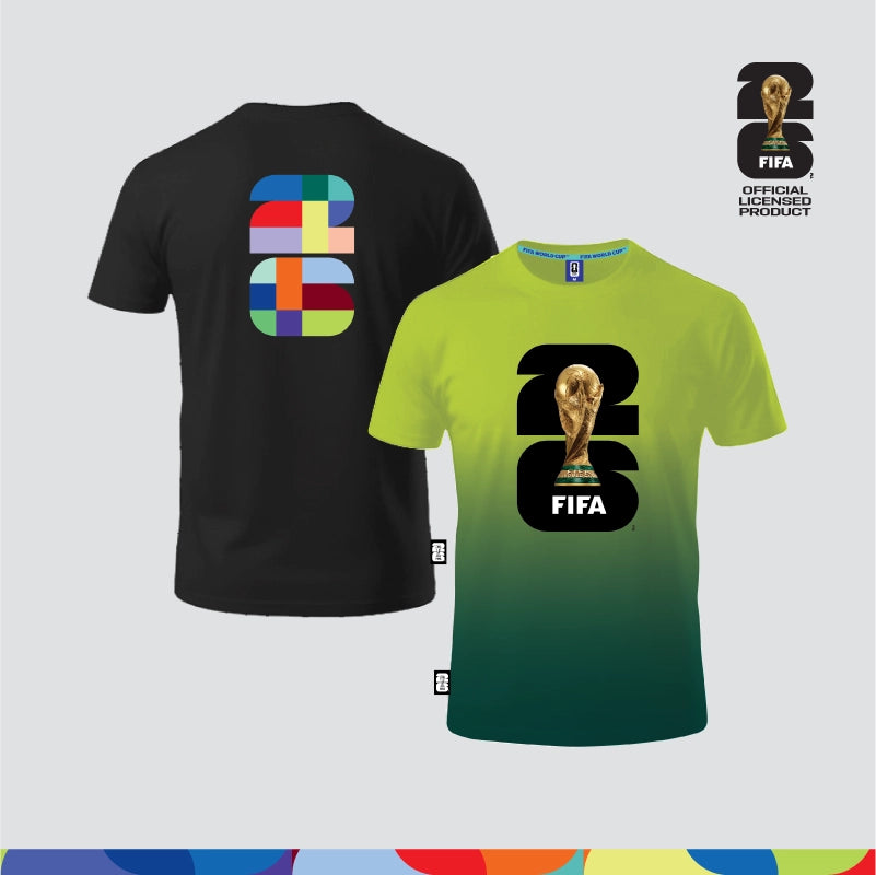 FIFA World Cup 2026™  Unisex 100% Combed Cotton Tee - Black + FIFA World Cup 2026™  Unisex Microfiber Dry-Fit Sportswear Light Green/ Green