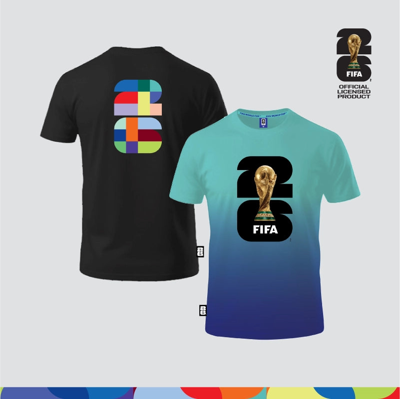 FIFA World Cup 2026™ Unisex 100% Combed Cotton Tee - Black + FIFA World Cup 2026™ Unisex Microfiber Dry-Fit Sportswear Turquoise/ Blue