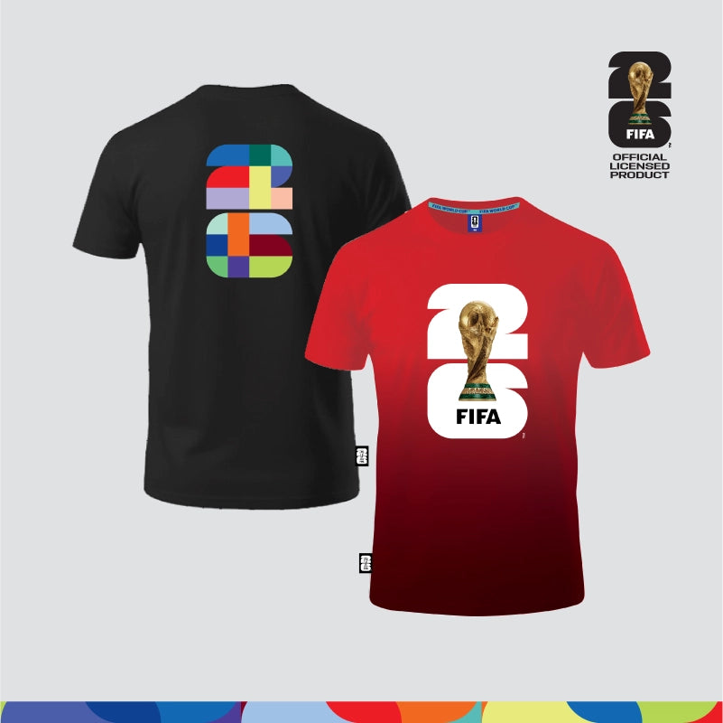 FIFA World Cup 2026™  Unisex 100% Combed Cotton Tee - Black + FIFA World Cup 2026™  Unisex Microfiber Dry-Fit Sportswear Red/ Black