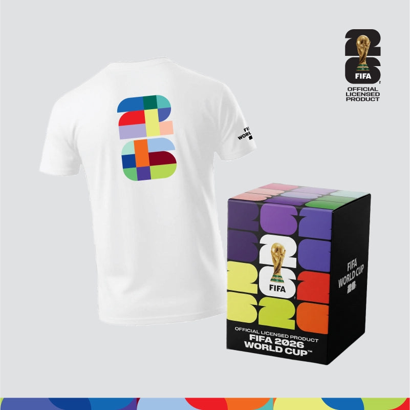 FIFA World Cup 2026™ Unisex 100% Combed Cotton Tee - White + FIFA World Cup 2026™ Mascot 3d Figurine Box 9cm Blind Box