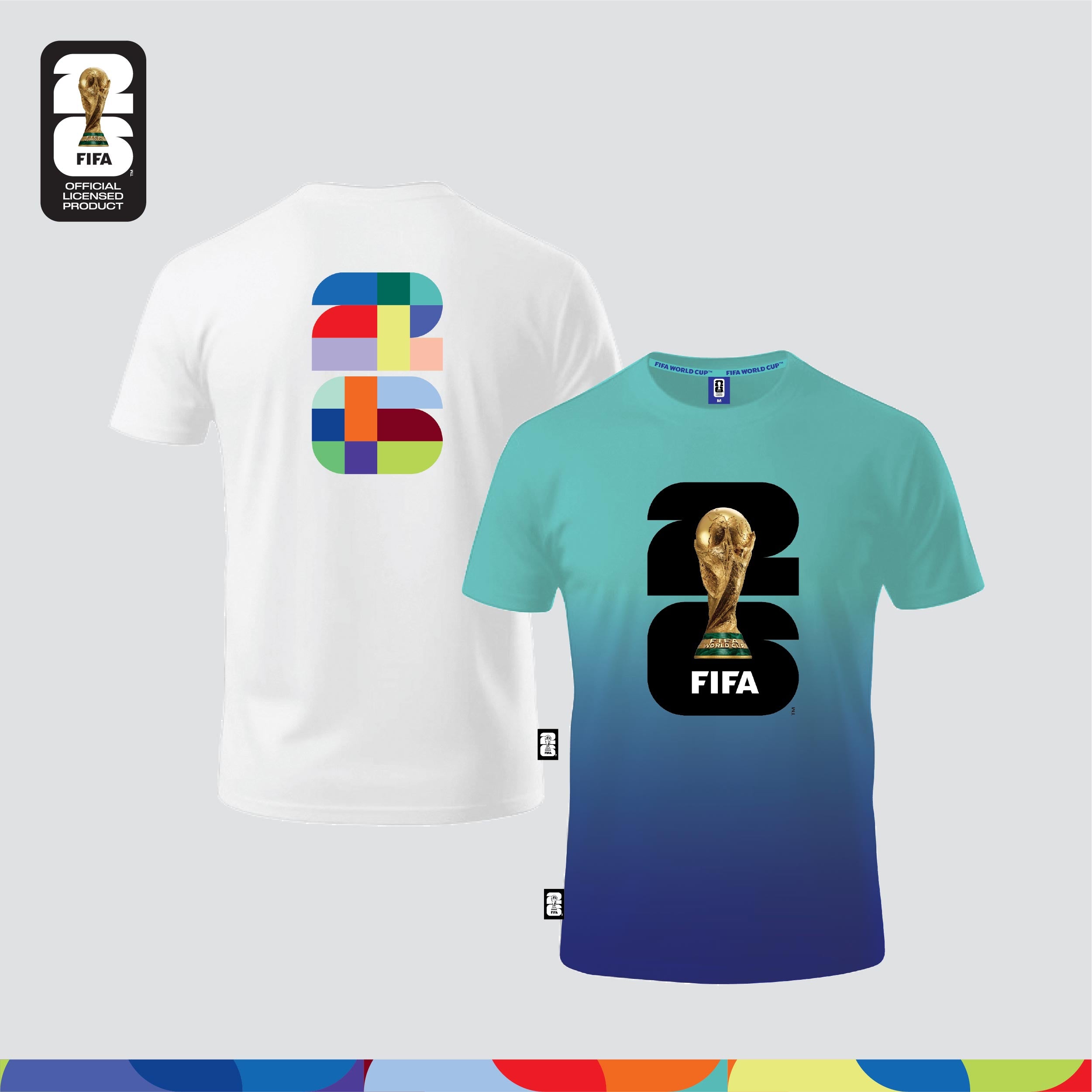 FIFA World Cup 2026™ Unisex 100% Combed Cotton Tee - White + FIFA World Cup 2026™ Unisex Microfiber Dry-Fit Jersey Turquoise/ Blue