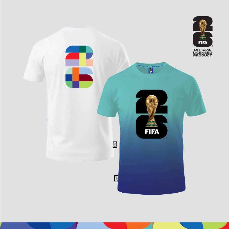 FIFA World Cup 2026™ Unisex 100% Combed Cotton Tee - White + FIFA World Cup 2026™ Unisex Microfiber Dry-Fit Sportswear Turquoise/ Blue