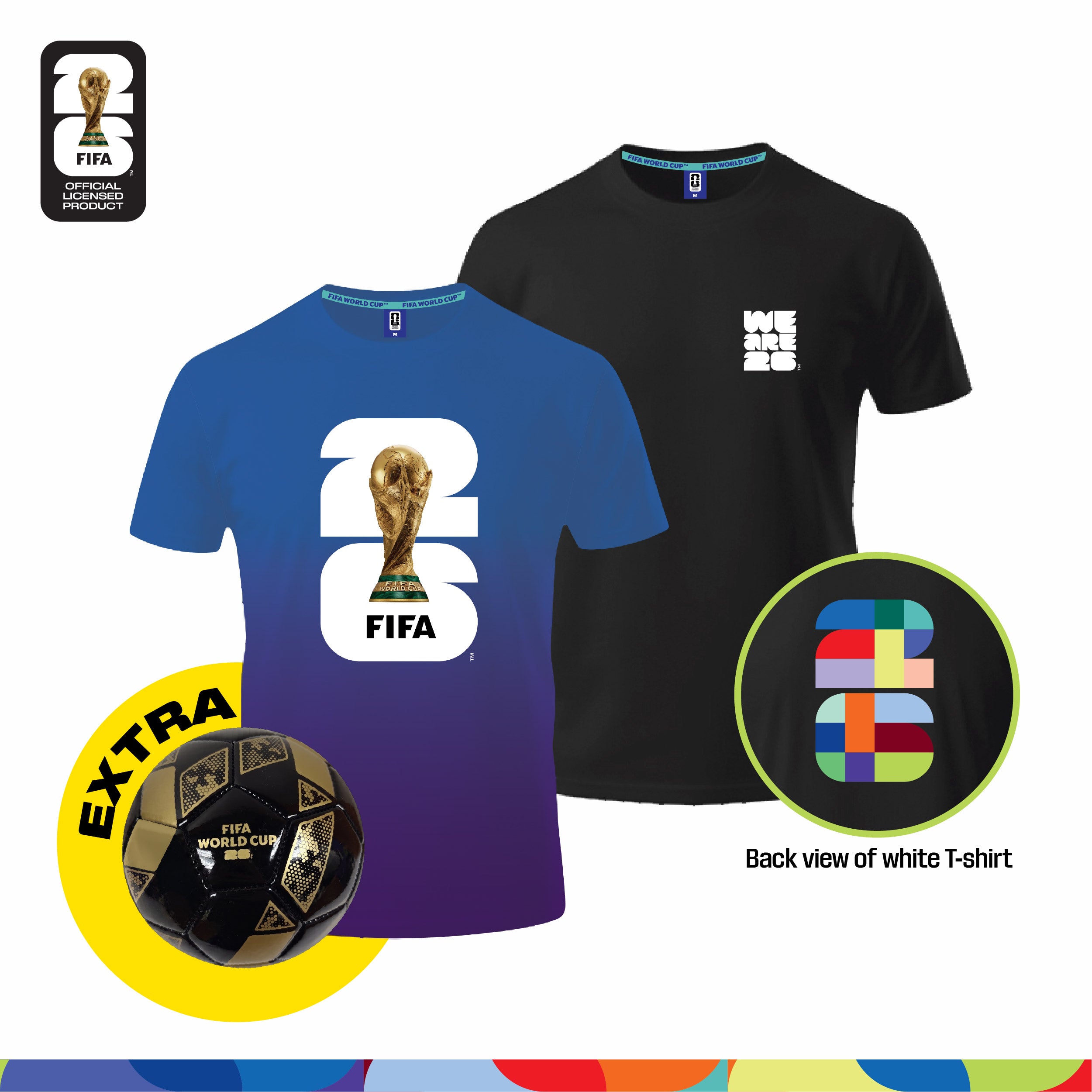 Game Day Ready! (Official Licensed) FIFA 2026 Bundle – T‑Shirt (Black) + Jersey (Blue) + Football (Size-2)