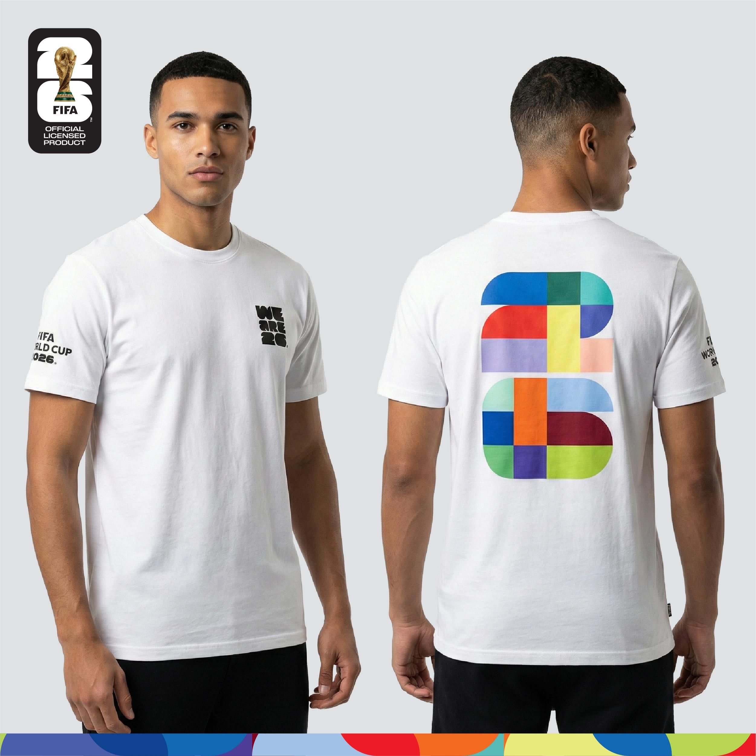 FIFA World Cup 2026™ Unisex Cotton Tee (Black + White) + FIFA World Cup 2026™ Mini Duffel Bag Black Color with Trophy