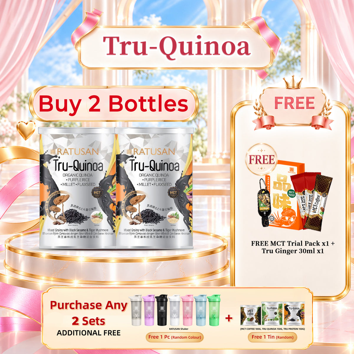 Ratusan Tru-Quinoa 450g 2 Tins Free Ratusan Trial Pack & Ratusan Portable Tru Ginger Hanger