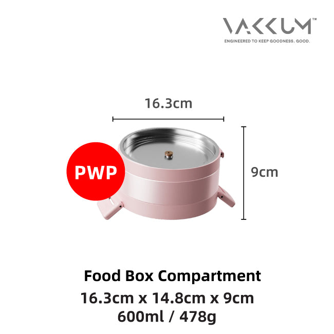 Vakkum Anti-Bacterial Stainless Steel 316 Thermal Food Jar 1.7L (Rose Gold + Green)